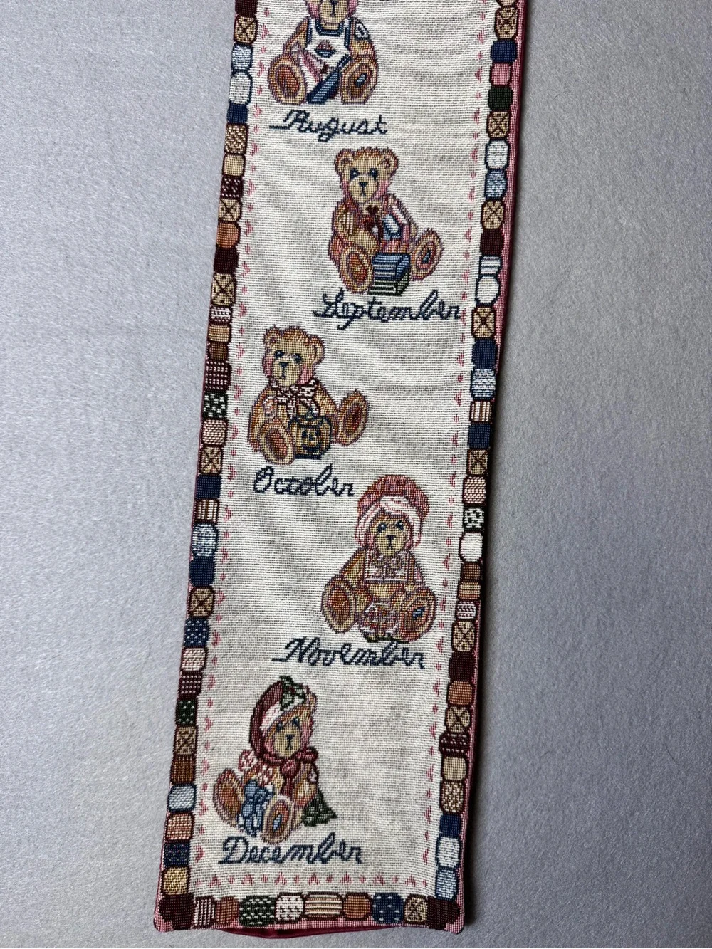 Vintage Teddy Bear Months of the Year Wall Hanging Tapestry